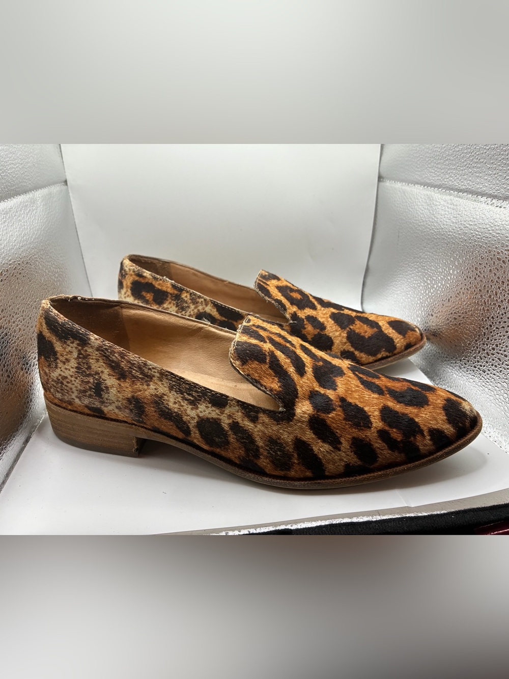 Madewell Orson Leopard Calf Hair Leather Loafers Slip On Flats Women’s Size 9